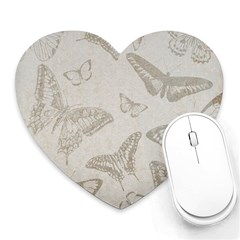 Butterfly Background Vintage Heart Mousepads by Nexatart