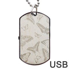 Butterfly Background Vintage Dog Tag Usb Flash (two Sides) by Nexatart