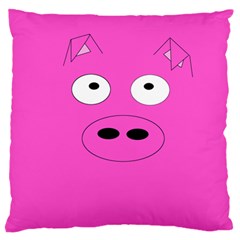 Pink Pig Large Flano Cushion Case (two Sides) by FarrellArts