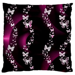 Pink Butterfly Swirl Large Flano Cushion Case (two Sides) by FarrellArts