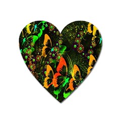 Butterfly Abstract Flowers Heart Magnet