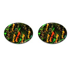 Butterfly Abstract Flowers Cufflinks (oval) by Nexatart