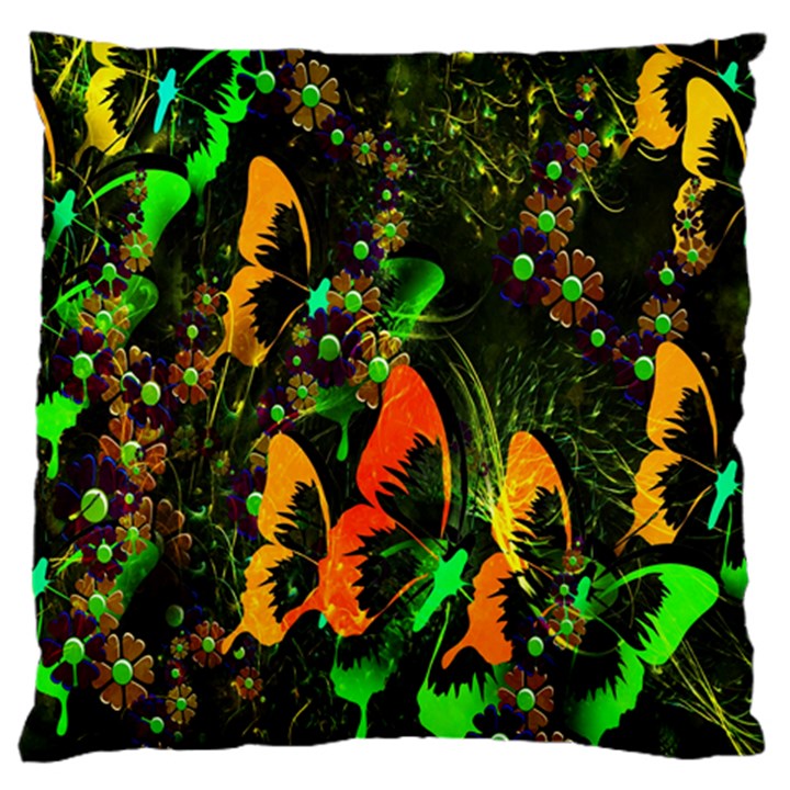 Butterfly Abstract Flowers Standard Flano Cushion Case (Two Sides)