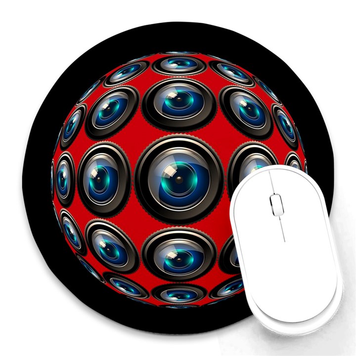 Camera Monitoring Security Round Mousepads