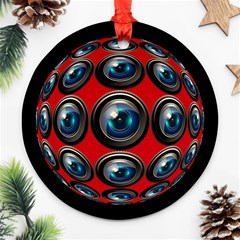 Camera Monitoring Security Ornament (round) by Nexatart