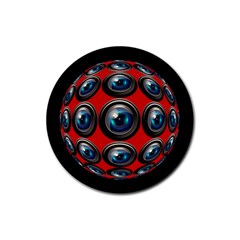 Camera Monitoring Security Rubber Coaster (round)  by Nexatart