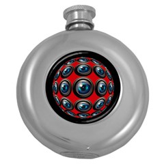 Camera Monitoring Security Round Hip Flask (5 Oz) by Nexatart