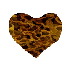 Camo Standard 16  Premium Flano Heart Shape Cushions by Nexatart