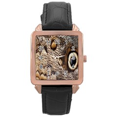 Butterfly Wing Detail Rose Gold Leather Watch  by Nexatart