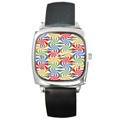 Candy Pattern  Square Metal Watch by Nexatart