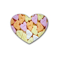 Candy Pattern Rubber Coaster (heart)  by Nexatart