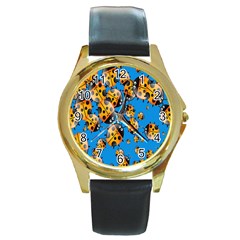 Cartoon Ladybug Round Gold Metal Watch