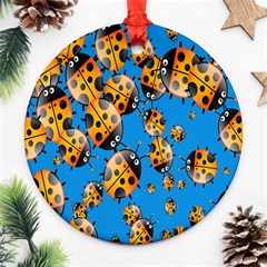 Cartoon Ladybug Round Ornament (Two Sides)