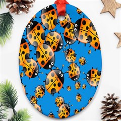 Cartoon Ladybug Oval Ornament (Two Sides)