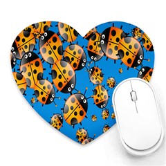 Cartoon Ladybug Heart Mousepads