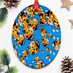 Cartoon Ladybug Oval Filigree Ornament (Two Sides)