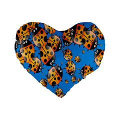 Cartoon Ladybug Standard 16  Premium Heart Shape Cushions