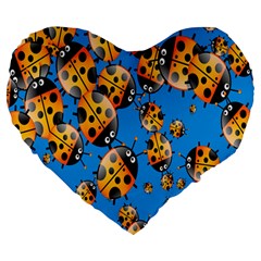 Cartoon Ladybug Large 19  Premium Heart Shape Cushions