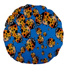 Cartoon Ladybug Large 18  Premium Flano Round Cushions