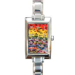 Car Painting Modern Art Rectangle Italian Charm Watch by Nexatart