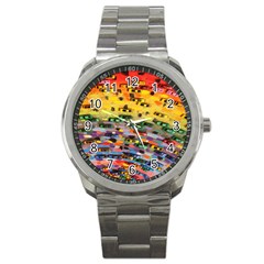 Car Painting Modern Art Sport Metal Watch by Nexatart