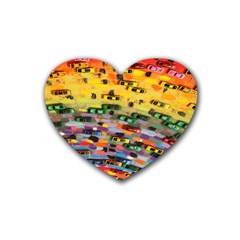 Car Painting Modern Art Rubber Coaster (heart)  by Nexatart