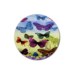 Butterfly Painting Art Graphic Rubber Coaster (round)  by Nexatart