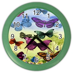 Butterfly Painting Art Graphic Color Wall Clocks