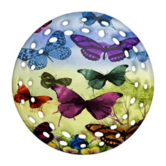 Butterfly Painting Art Graphic Ornament (round Filigree)