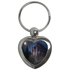 Castle Mystical Mood Moonlight Key Chains (heart)  by Nexatart