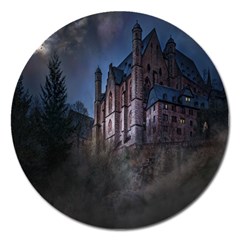 Castle Mystical Mood Moonlight Magnet 5  (round) by Nexatart