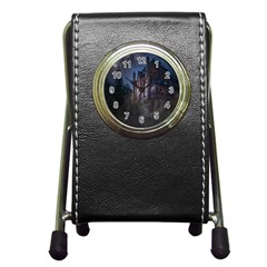 Castle Mystical Mood Moonlight Pen Holder Desk Clocks by Nexatart