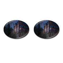 Castle Mystical Mood Moonlight Cufflinks (oval) by Nexatart