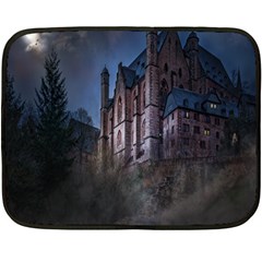 Castle Mystical Mood Moonlight Fleece Blanket (mini) by Nexatart