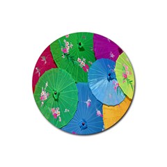 Chinese Umbrellas Screens Colorful Rubber Coaster (round)  by Nexatart