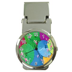 Chinese Umbrellas Screens Colorful Money Clip Watches by Nexatart