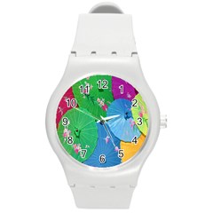 Chinese Umbrellas Screens Colorful Round Plastic Sport Watch (m) by Nexatart