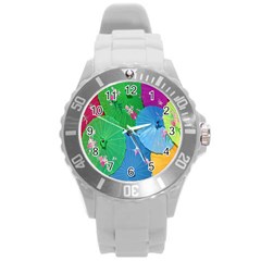 Chinese Umbrellas Screens Colorful Round Plastic Sport Watch (l) by Nexatart