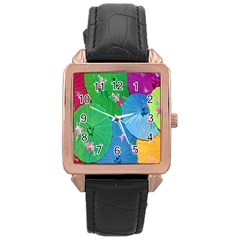 Chinese Umbrellas Screens Colorful Rose Gold Leather Watch  by Nexatart