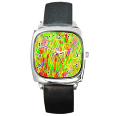 Cheerful Phantasmagoric Pattern Square Metal Watch by Nexatart