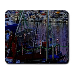 Christmas Boats In Harbor Large Mousepads by Nexatart