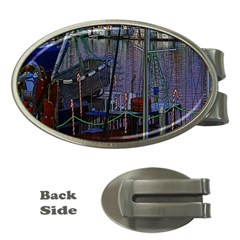 Christmas Boats In Harbor Money Clips (oval)  by Nexatart