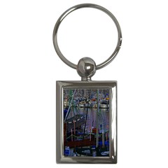 Christmas Boats In Harbor Key Chains (rectangle)  by Nexatart