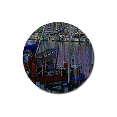 Christmas Boats In Harbor Magnet 3  (round) by Nexatart