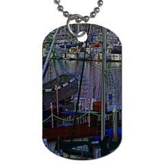 Christmas Boats In Harbor Dog Tag (two Sides) by Nexatart