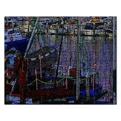 Christmas Boats In Harbor Rectangular Jigsaw Puzzl by Nexatart