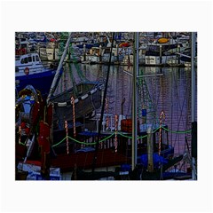 Christmas Boats In Harbor Small Glasses Cloth by Nexatart