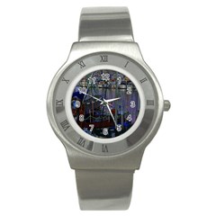 Christmas Boats In Harbor Stainless Steel Watch by Nexatart