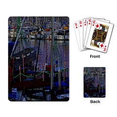 Christmas Boats In Harbor Playing Card by Nexatart