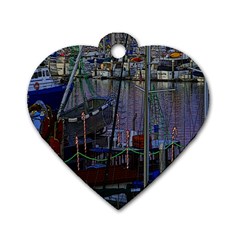 Christmas Boats In Harbor Dog Tag Heart (two Sides) by Nexatart